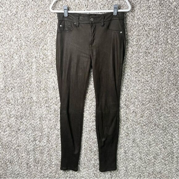 7 For All Mankind Pants Women’s 27 Green Suede Skinny - Picture 1 of 10